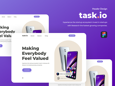 task.io - UI Design - Figma (Home Page) design landing page shahnajparvin77 ui ui design uiux web design website design
