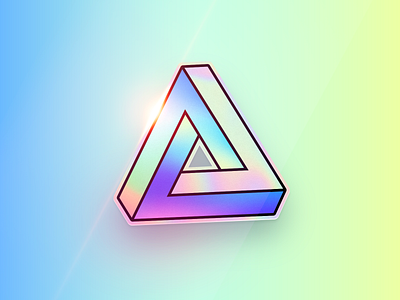 Penrose Triangle 80s badge hologram holographic illustration logo retro sticker stickermule vector