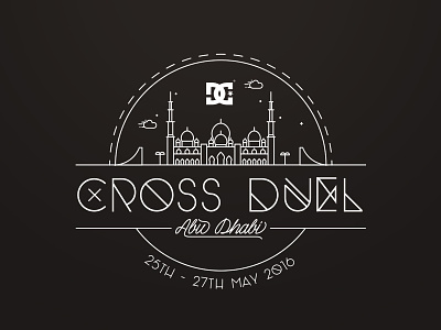 DC Shoes - Cross Duel badge event icon line logo