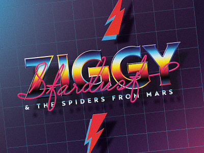 Ziggy Stardust & The Spiders from Mars 80s album bowie david logo retro