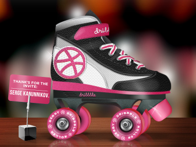 Thank you Serge Kanunnikov! invite invitation thank you roller skate dribbble