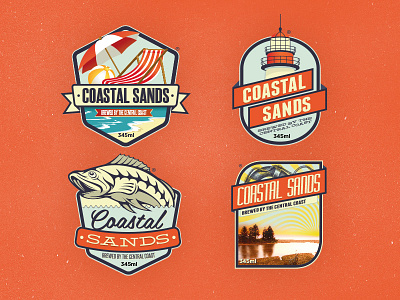 Beer labels badge beer coastal labels logo logos orange retro ribbon sands vintage