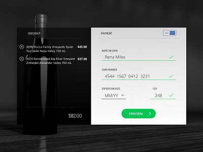 Credit Card Checkout 002 card challenge dailyui ui ux wine