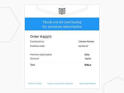 Email receipt 017 challenge dailyui sketchapp ui ux