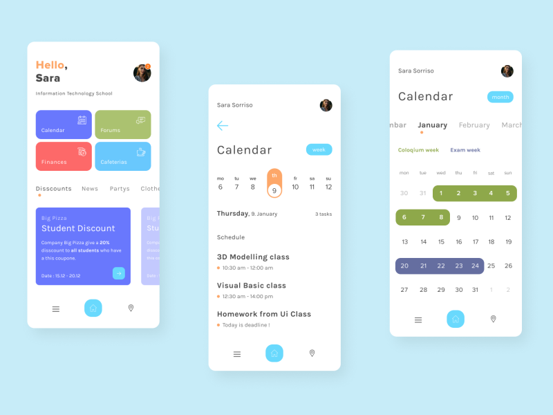 Student Calendar Mobile app by aksela on Dribbble