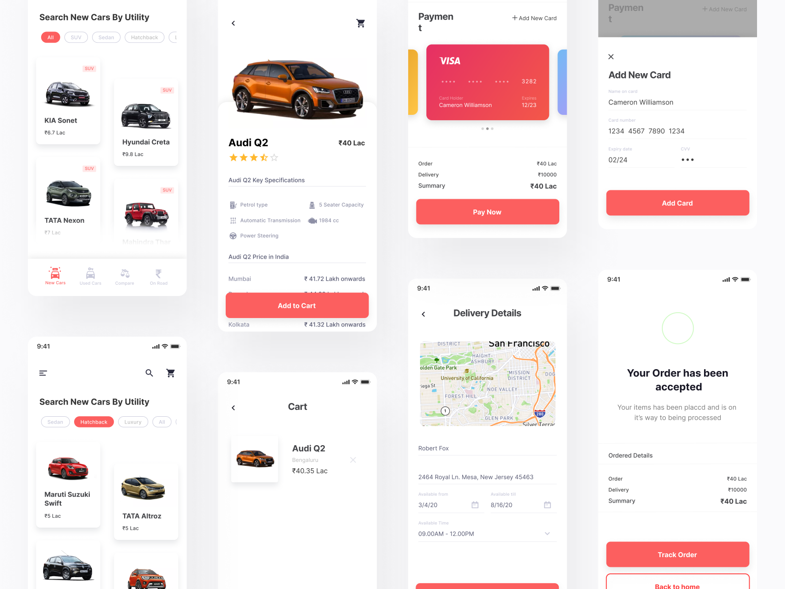 Car shopping App UI by Shafeequr Rahman on Dribbble