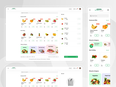 Marketstall - Grocery App Home UI - Web & Responsive ecommerce app fruits grocery app mobile app design product design supermarket app ui ux vegetables web app