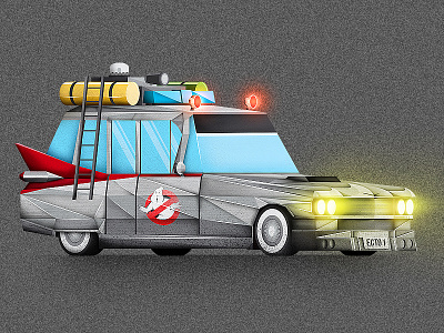 Ecto-1 cars ecto1 flat design garage ghostbusters hotwheels illustration vector