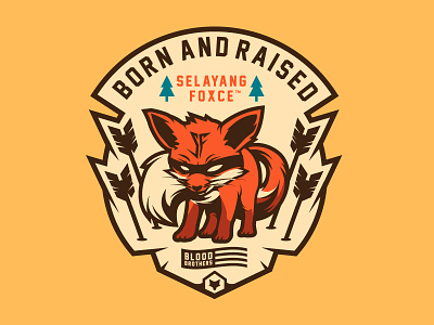 Fox Crew animal badges emblem flat design fox icon logo typo vector