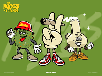 Mr Nuggs and Friends 420 brand character dope grass hash herb nuggs pot stoner vector weed