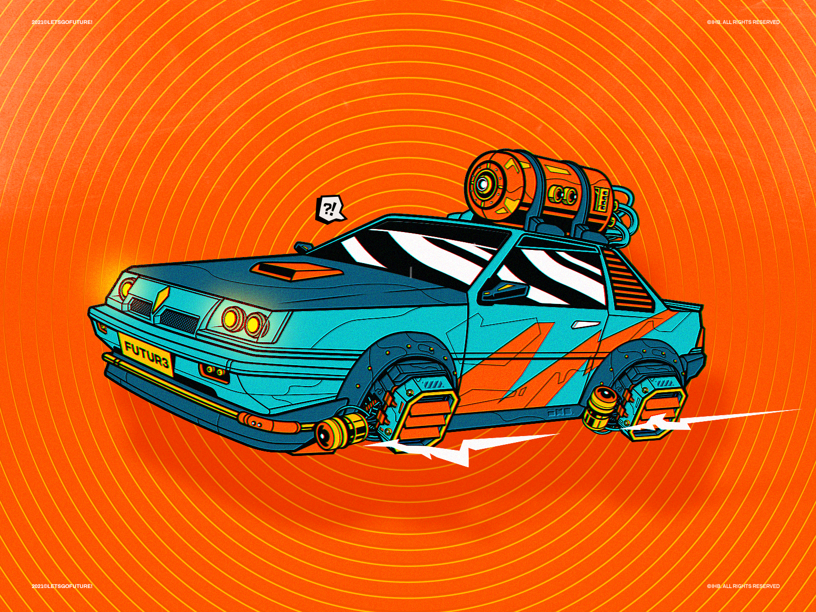 Let's Go Future! car design digital festival flying future illustration kuala lumpur malaysia proton saga vector