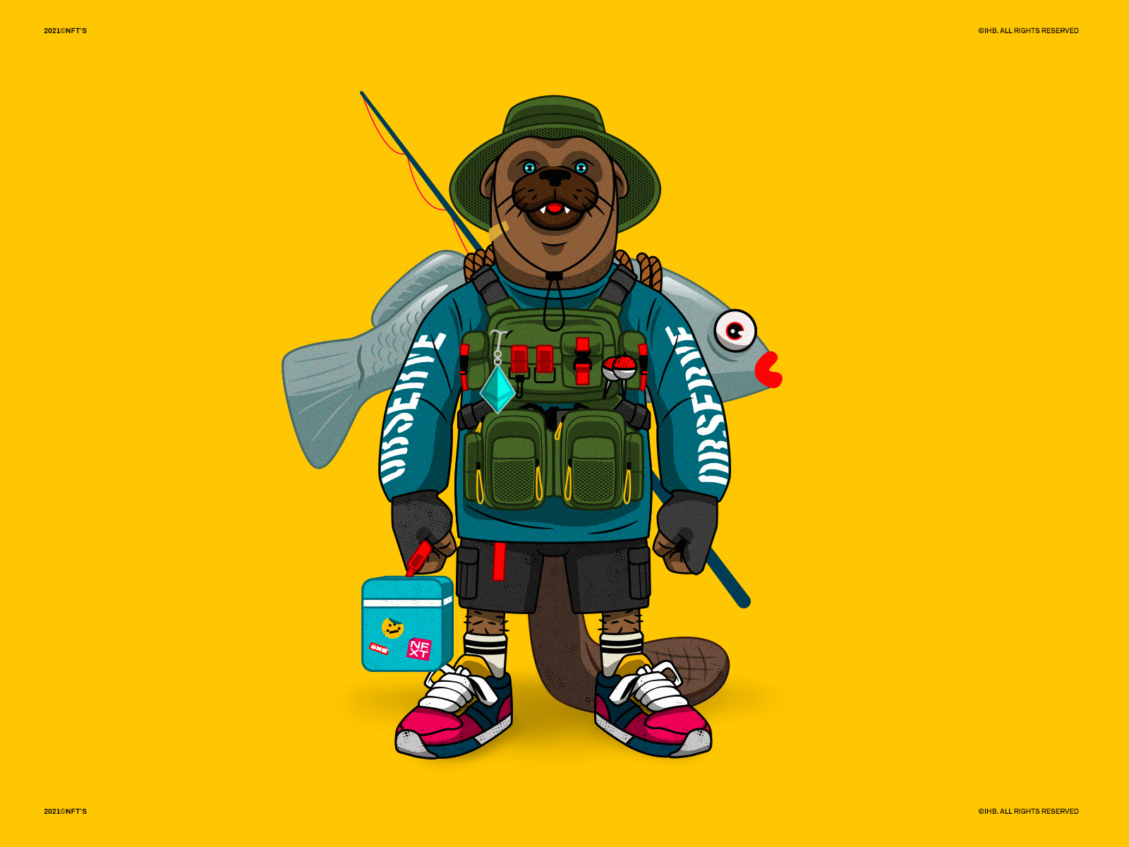 Vinnie Beav angler animal beaver fishing illustration iqbalhakimboo malaysia nft nfts streetwear vector
