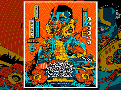Digital Diversity Festival 2020 asian branding color culture cyberpunk diversity heritage illustration indigenous keyvisual malaysia poster vector