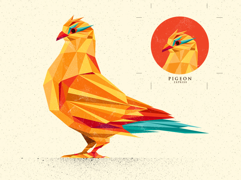 Pigeon Express vector polygon lowpoly illustration logo pigeon bird