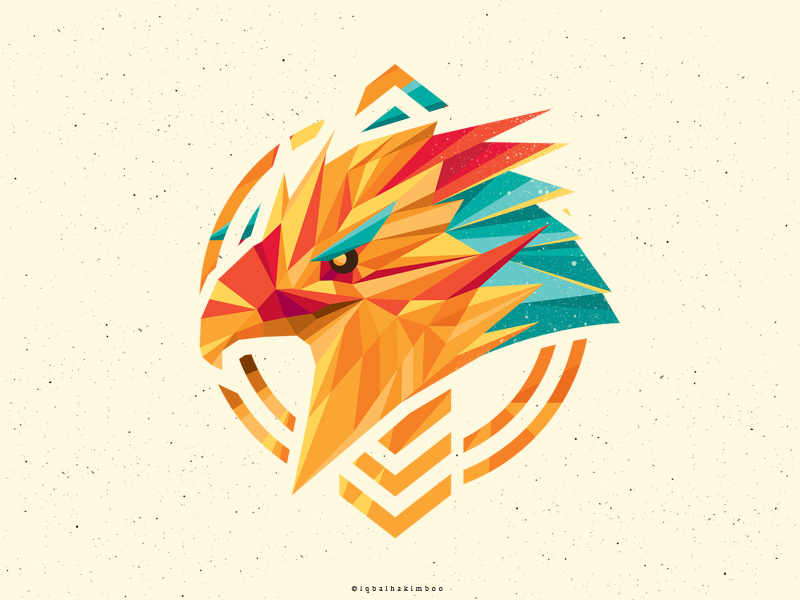 Where Eagles Dare vector doodle polygon lowpoly illustration color emblem logo eagle