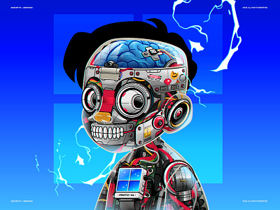 Umarionz - Microbots boy cable computer cyberpunk cyborg illustration kids mechanical nft robot tech vector