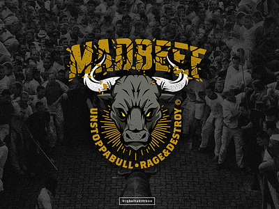 Madbull bull emblem logo mad madbeef masthead patch vector