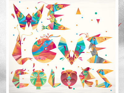 We Love Colors animal colors illustration typography vector