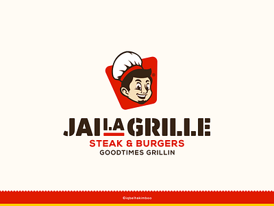 Jai La Grille badge bold branding burger character emblem grillin kuala lumpur logo steak steak house vector