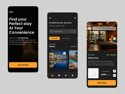 Hotel Booking Application branding design hotel hotel booking app hotel ui illustration landing page logo ui ui design use user interface user interface design ux vector