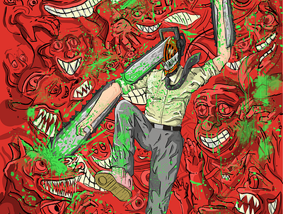 Ілюстрація до аніме Chainsaw Man illustration