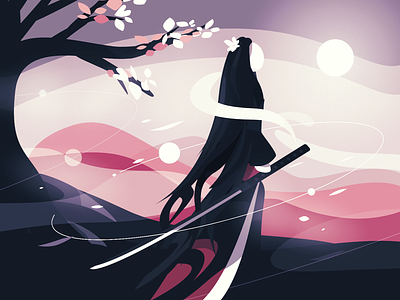 Full Moon Cherry Blossom by riri pixel on Dribbble