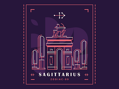 Sagittarius 2d archer building design illustration lines minimal poster sagittarius zodiac