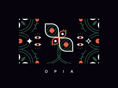 Opia 2d abstract design eyes flower illustration leaves lines minimal pattern plant