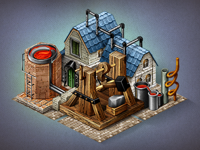 Forge buildings game art houses