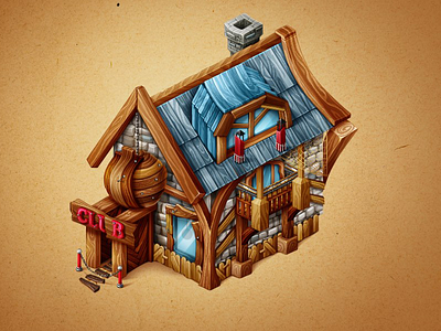 Medieval Club buildings game art houses