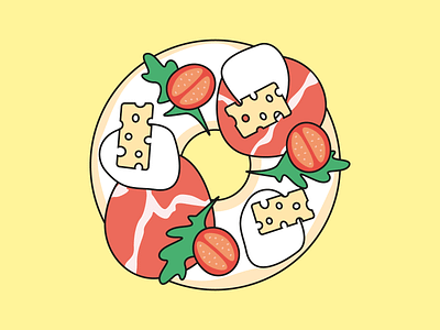 BAGEL LOVE #1 bagel design flat food foodporn geometry illustration illustrator minimalist vector