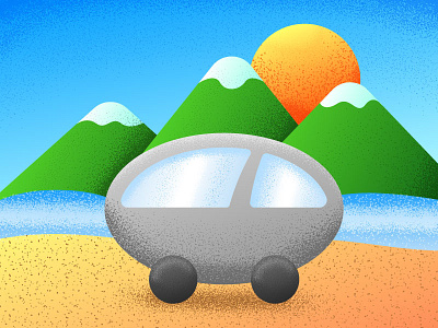 A rolling Zeppelin car design grain illustration illustrator landscape mountains sun zeppelin