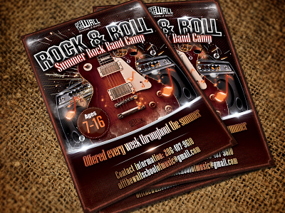 Rock and Roll summer camp flyer camp design flyer graphic design music poster school summer