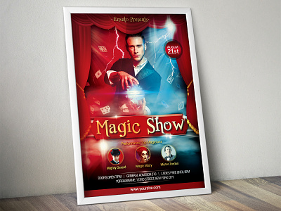 Magic Show template design flyer graphic design magic magician poster template
