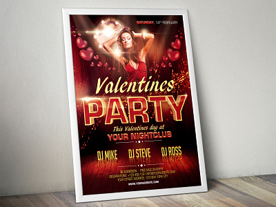 Valentines Party template design flyer graphic design party poster valentines