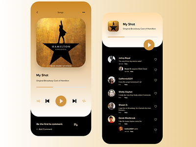Hamilton Music Player - First Shot alexander hamilton audio app audio player debut debut shot first shot hamilton music player music player ui