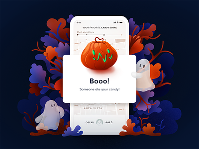 Error message - Halloween edition autumn blue ghost halloween illustration nature orange pumpkin shapes sweet ui