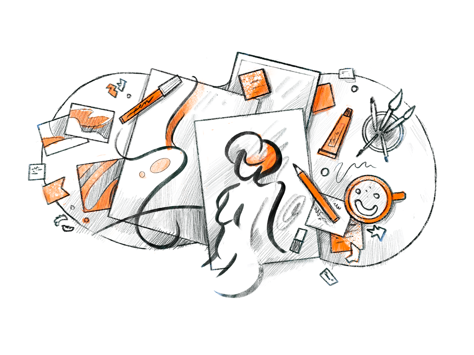 How to Improve Illustration Skills 1/4 pencil productivity woman artist tools grey orange skill procreate sketch illustration