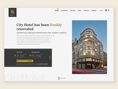 City Hotel | Homepage booking hotel landing reservation ui web website