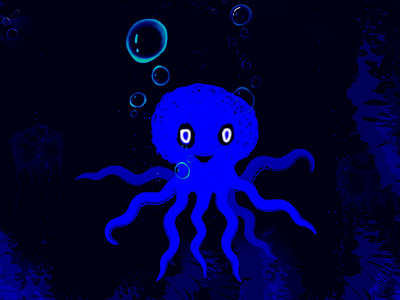 Octopus Illustration cartoon character illustration logo design mascot logo octopus see world underwater