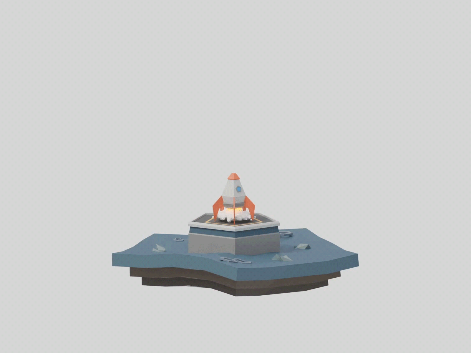 Low Poly Rocket Launch GIF 3d 3danimation animated gif animation blender cg cookiie course cycles gif gif animation gifs loop loops low poly