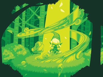 Ocarina Boy ai design digital forest gaming green illustration illustrator vector woods yellow zelda
