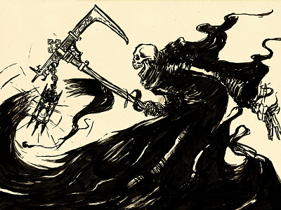 A Gothic Death art bones bushpen death gothic grim reaper illustration ink inktober skeleton