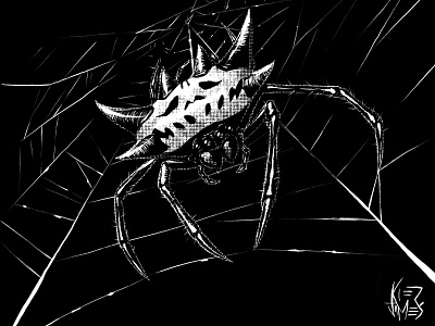 Spiny Orb-Weaver adobefresco art black design digital halftone illustration inktober ipad pro art ipadart spider spider web