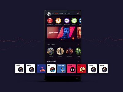 Music App Dark Theme Home screen