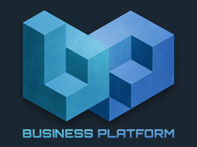 Business Platform logo 3d blue cube logo