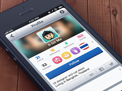 Profile page app badge interface ios iphone profile retina ui