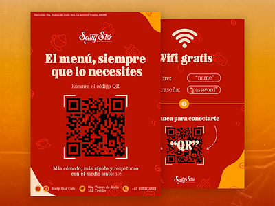 DISEÑO DE FLYERS QR PARA CARTA Y WIFI PARA SCUTY STAR