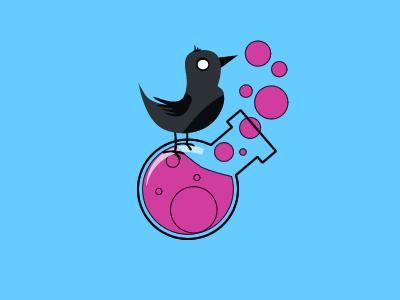 Logo Concept baby blue black bird bright pink