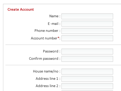 Create Account Page